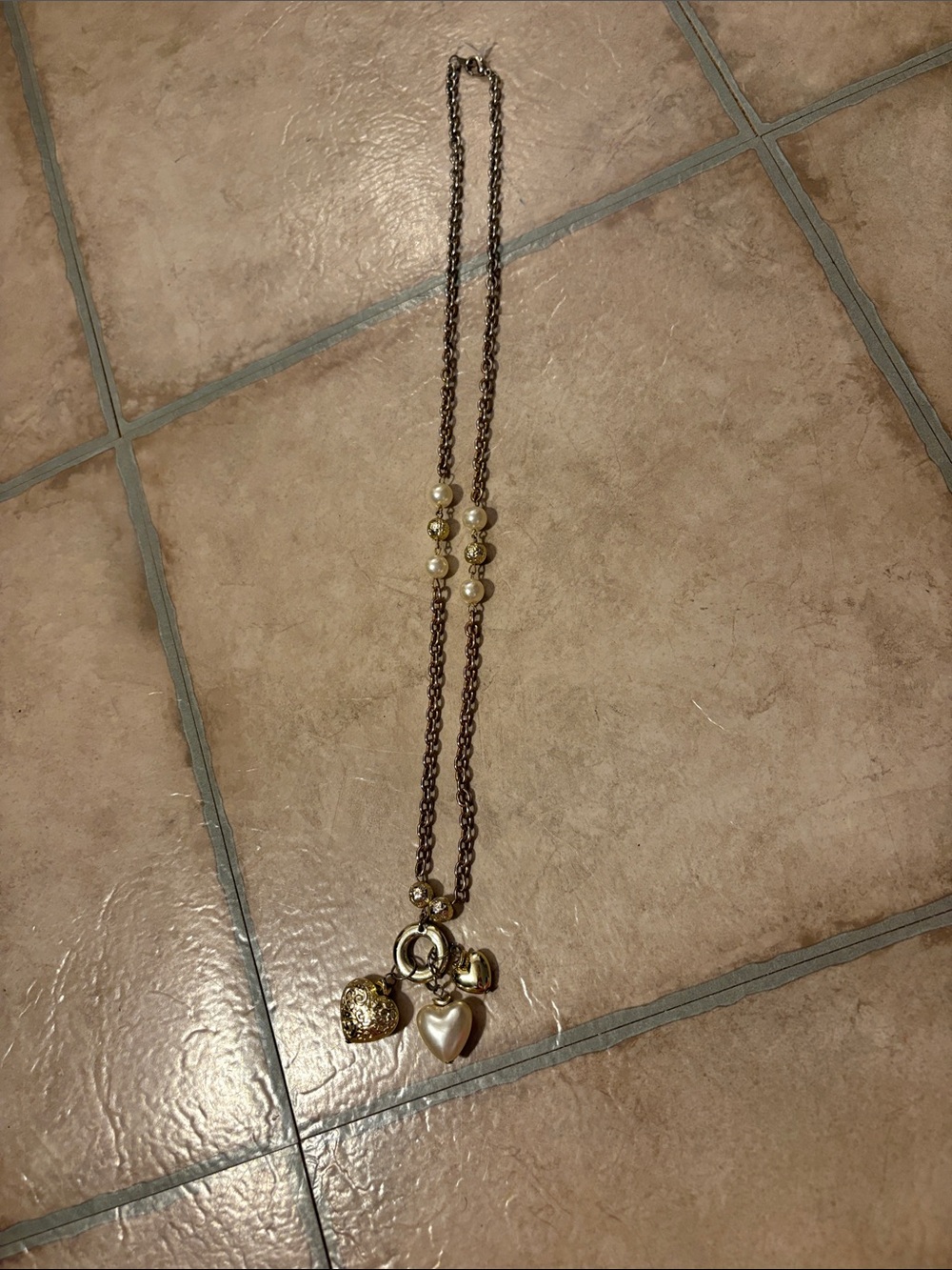 Gold-Tone Heart Charm Pendant Necklace - Women Jewelry